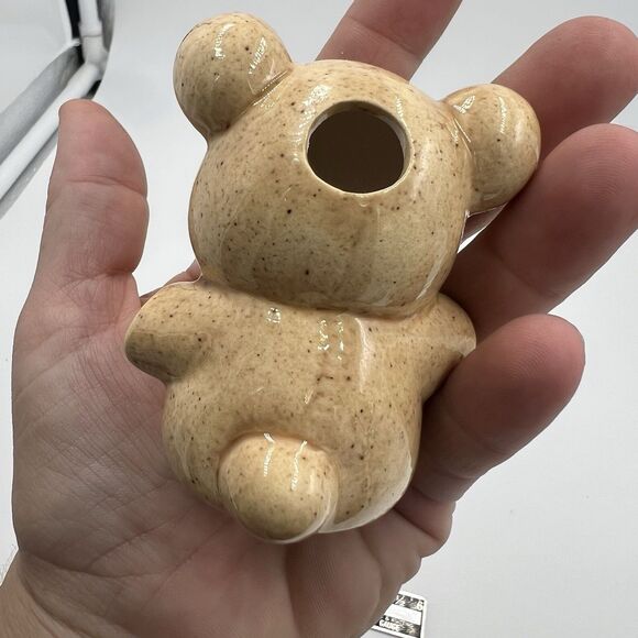 Rare Vintage Macrame Ceramic Bead Baby Bear Brown Figurine Stuffy Lovie - Picture 3 of 7